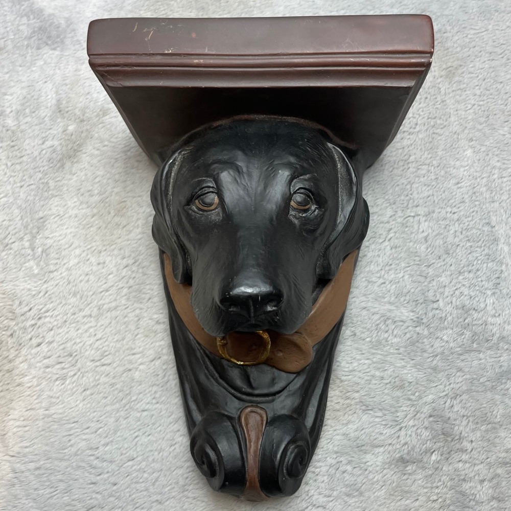 Vtg The Stone Bunny Black Lab‎ Wall Shelf 1995 Artist Signed Numbered Labrador